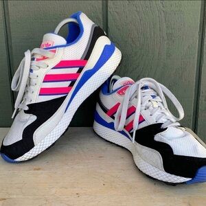 Mens Size 9 - adidas Ultra Tech Athletic Shoes AQ1190 White Pink Black Mesh